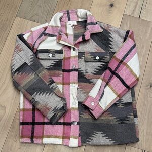 Entro Pink and Gray Plaid Jacket